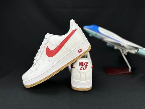 Cheap Nike Air Force 1 White Red Shoes Men and Women-1